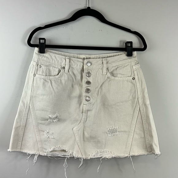 Free People Dresses & Skirts - Free People We the Free Distressed Cream Mini Skirt